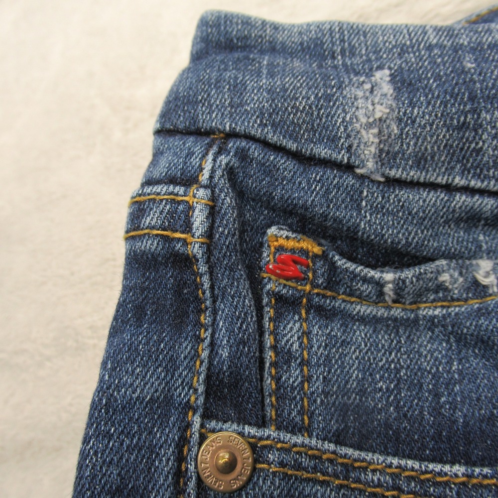 Seven 7 Jeans Womens 26 Medium Wash Denim Low Rise Bootcut Fade Whisker 27x28 - Picture 8 of 13
